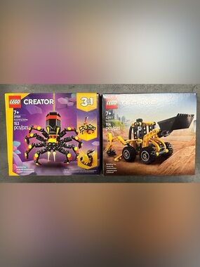 LEGO Surprising Spider and Black Backhoe Loader